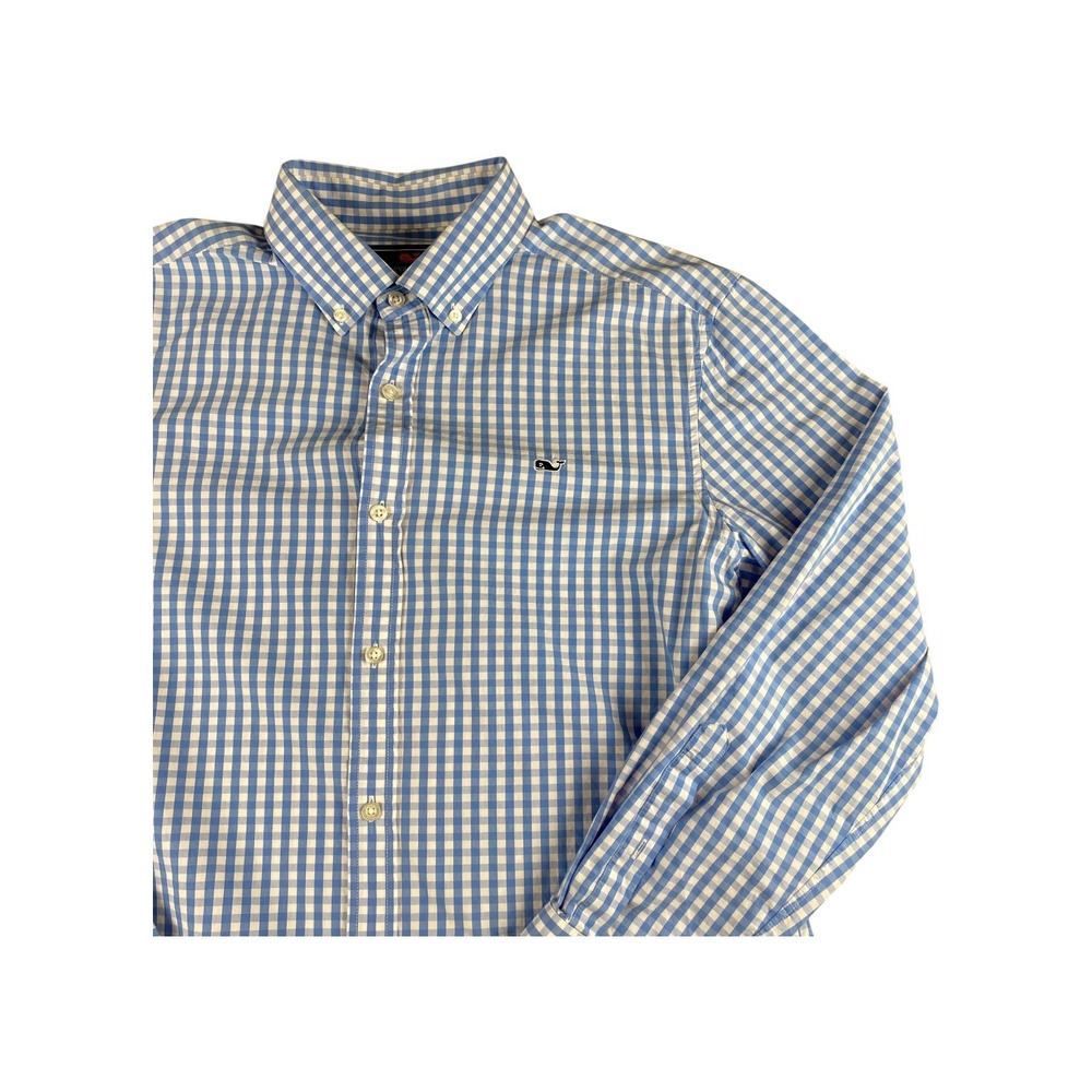 Vineyard Vines Whale Shirt Blue Gingham Button‎ Down Long Sleeve Cotton Men's L